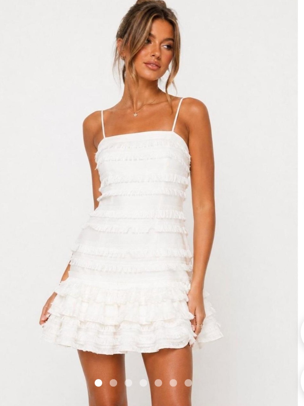 Princess Polly Cream Ruffle Tiered Mini Dress
